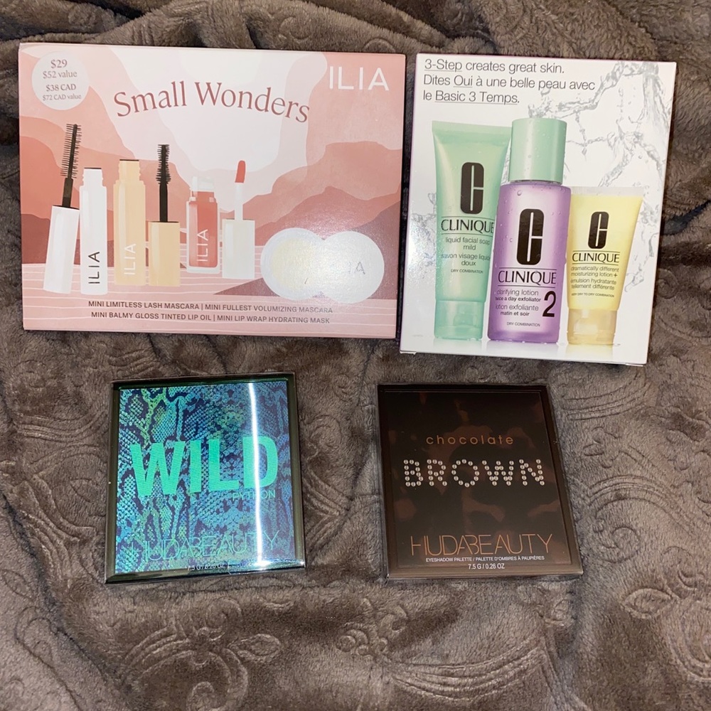 Huda Beauty Eyeshadow, Clinique Skin Care and ilia Small Wonders